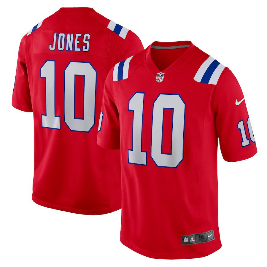Men New England Patriots #10 Mac Jones Nike Red Alternate Game NFL Jersey
